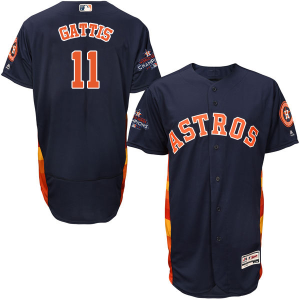 Astros #11 Evan Gattis Navy Blue Flexbase Authentic Collection World Series Champions Stitched MLB Jersey